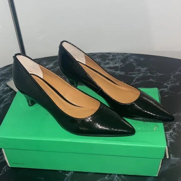 Women’s Dress Shoes Size 7.5 Black ASILAH Crinkle Patent J.RENEE Pumps AUTHENTIC