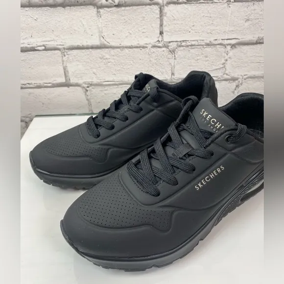 Womens Sketchers Uno Stand On Air Black Sneakers Size 9.5 EUC Black Running Shoe