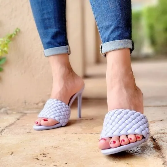Women's High Heel Mule Sandals Periwinkle Color