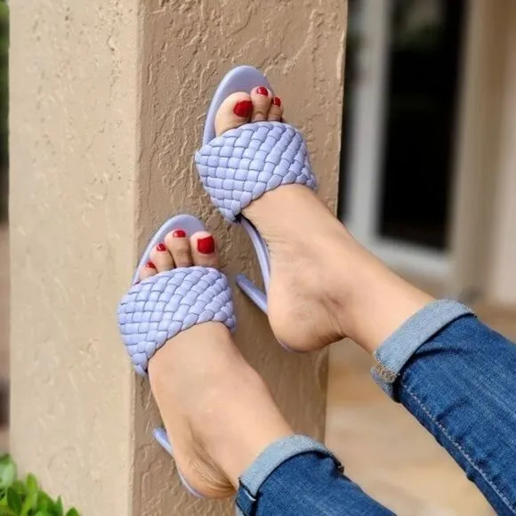Women's High Heel Mule Sandals Periwinkle Color