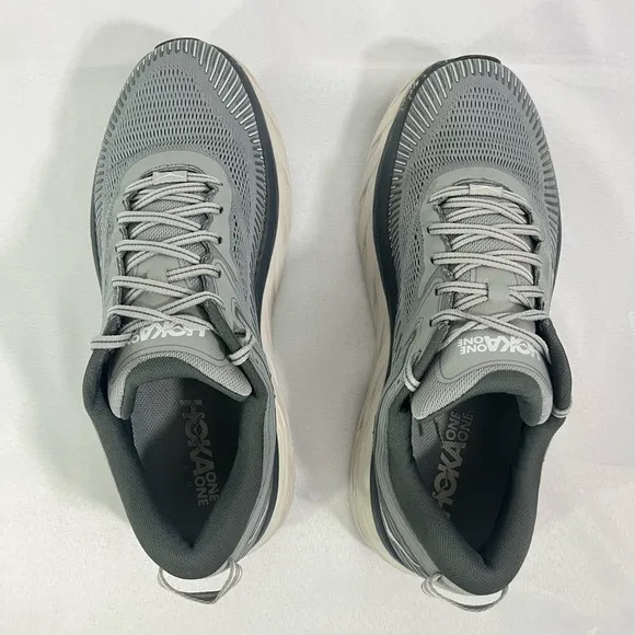 X-Wide HOKA Bondi 7 Running Trainers/Shoes, Men’s 13EE, Gray