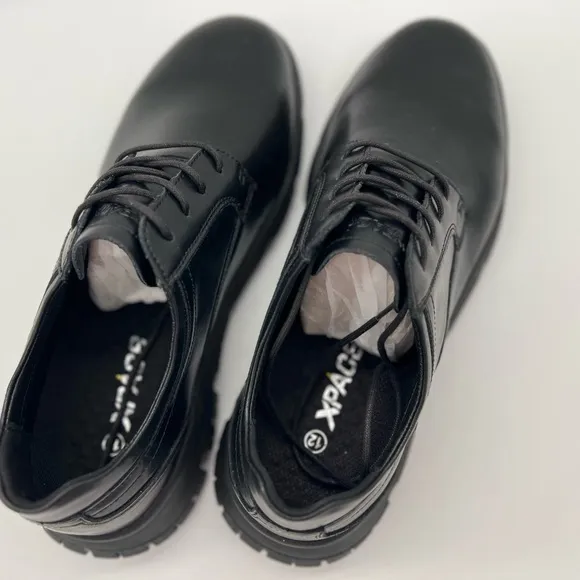 XPACS Mens Genuine Leather Orthopedic Oxford Shoes Black size 12